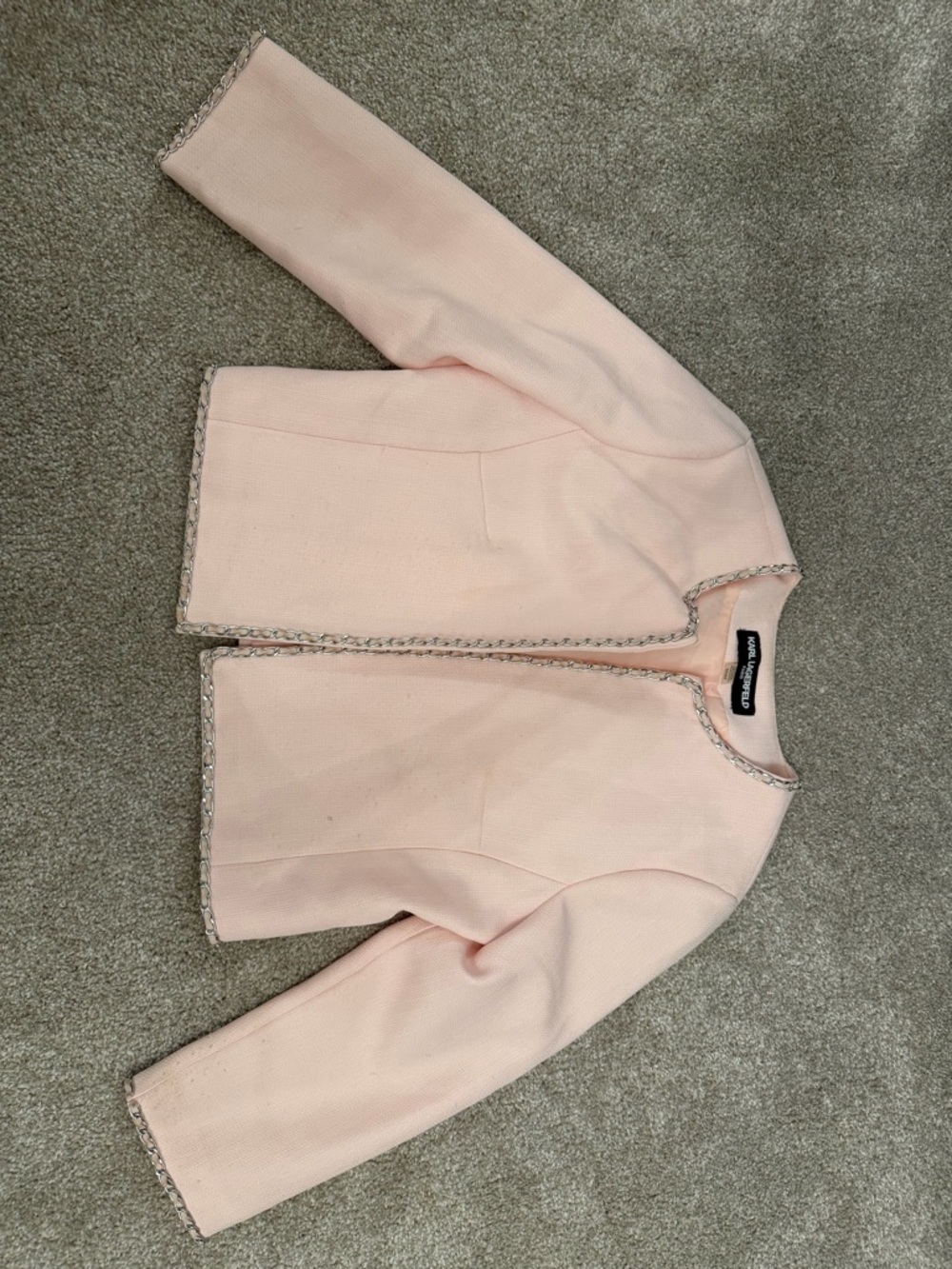 Karl Lagerfeld Girls' Light Pink Bouclé Trim Jacket